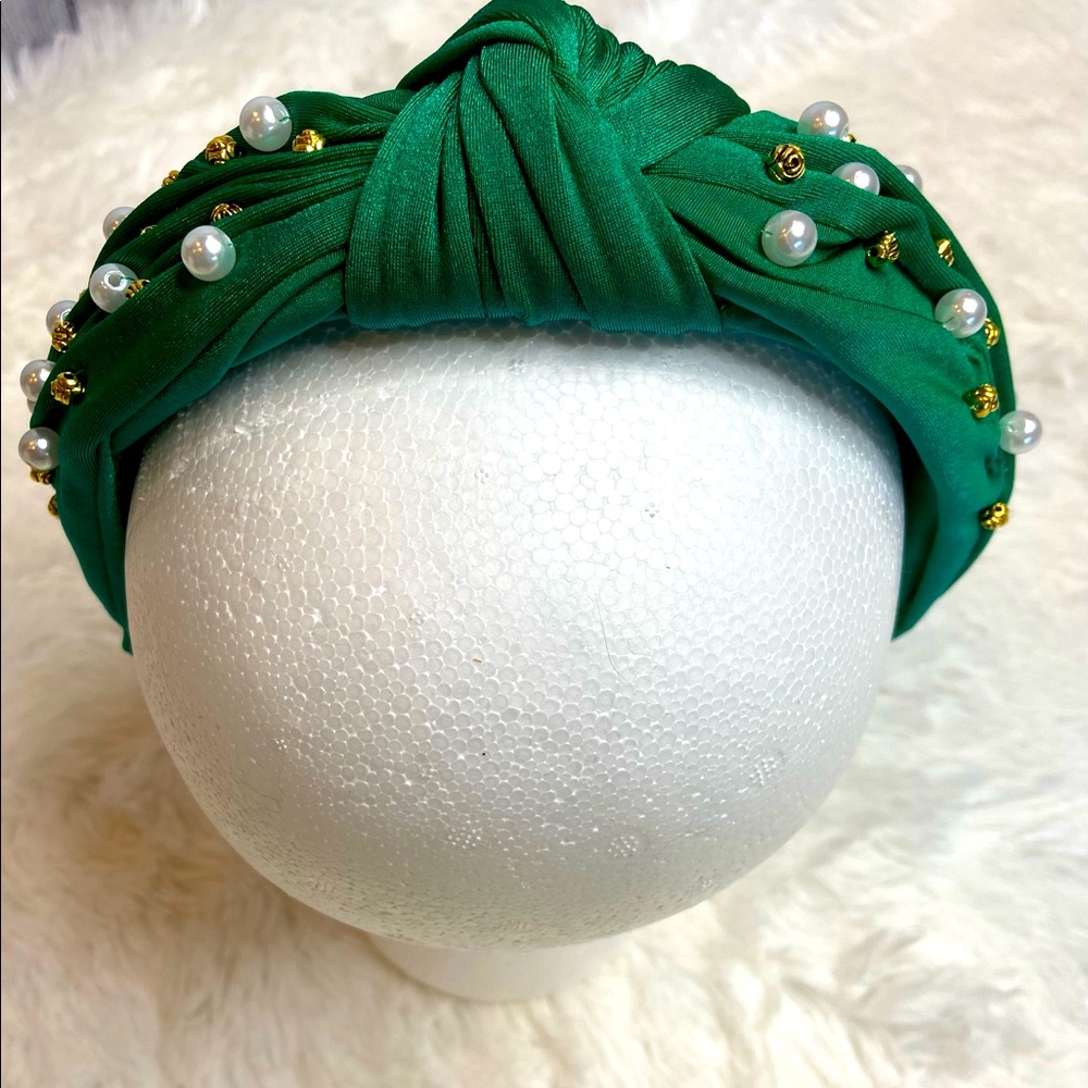 HANDMADE Green Embellished Twist Knot Headband - Picture 5 of 11